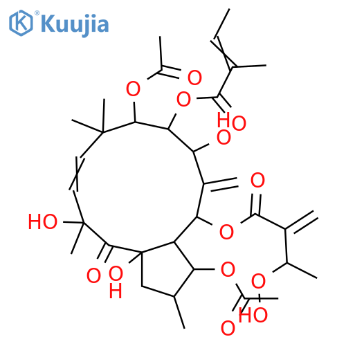 3,5,7,8,9,13,15-Heptahydroxy-6(17),11-jatrophadien-14-one; (2β,3β,5α,7β,8α,9α,11E,13α,15β)-form, 5-(3-Hydroperoxy-2-methylenebutanoyl), 8-angeloyl, 3,9-di-Ac structure
