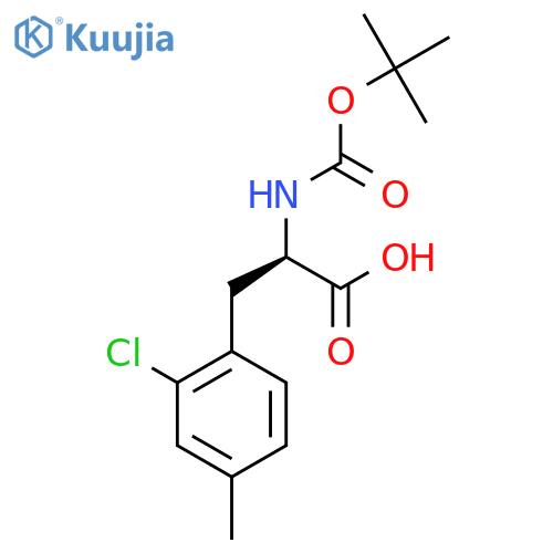 (2R)-2-{(tert-butoxy)carbonylamino}-3-(2-chloro-4-methylphenyl)propanoic acid structure