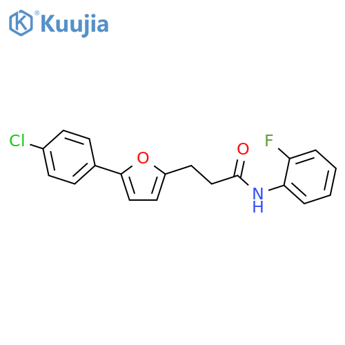 3-5-(4-chlorophenyl)furan-2-yl-N-(2-fluorophenyl)propanamide structure