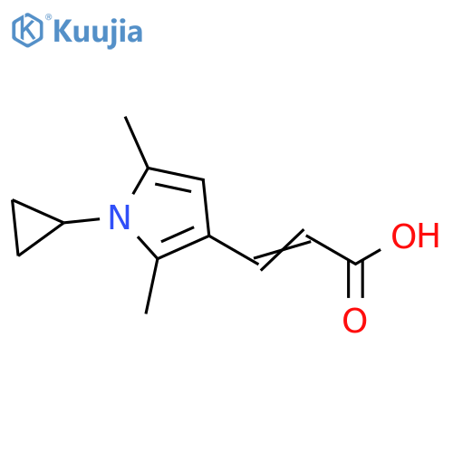 3-(1-cyclopropyl-2,5-dimethyl-1H-pyrrol-3-yl)prop-2-enoic acid structure