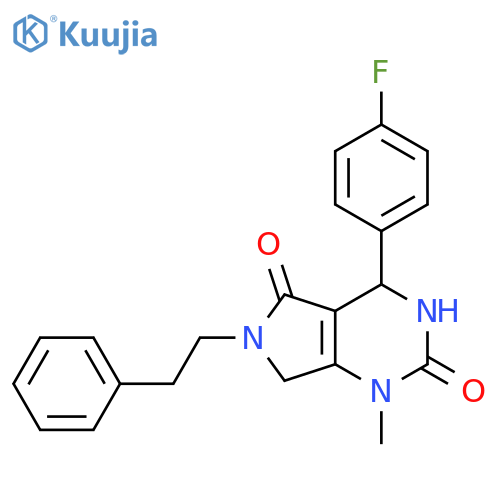 4-(4-fluorophenyl)-1-methyl-6-(2-phenylethyl)-4,7-dihydro-3H-pyrrolo[3,4-d]pyrimidine-2,5-dione structure