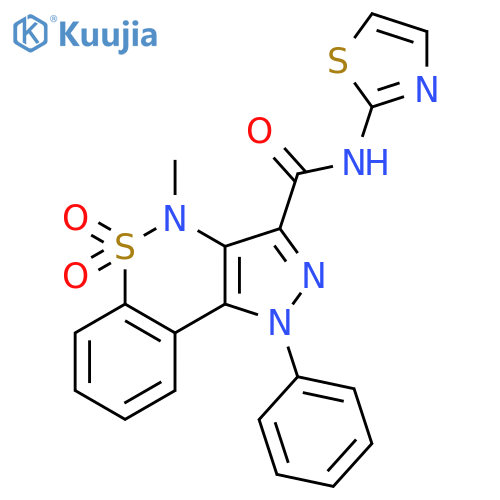 4-methyl-1-phenyl-N-(1,3-thiazol-2-yl)-1,4-dihydropyrazolo[4,3-c][1,2]benzothiazine-3-carboxamide 5,5-dioxide structure