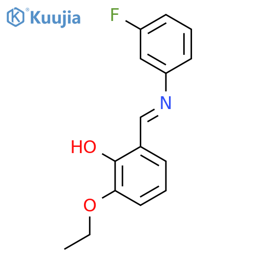 2-ethoxy-6-{(E)-[(3-fluorophenyl)imino]methyl}phenol structure