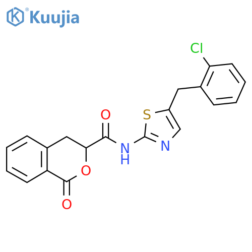 N-{5-(2-chlorophenyl)methyl-1,3-thiazol-2-yl}-1-oxo-3,4-dihydro-1H-2-benzopyran-3-carboxamide structure