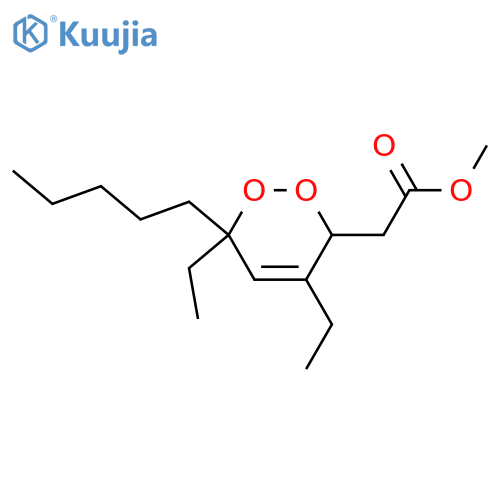 4,6-Diethyl-3,6-dihydro-6-pentyl-1,2-dioxin-3-acetic acid; (3R*,6S*)-form, Me ester structure