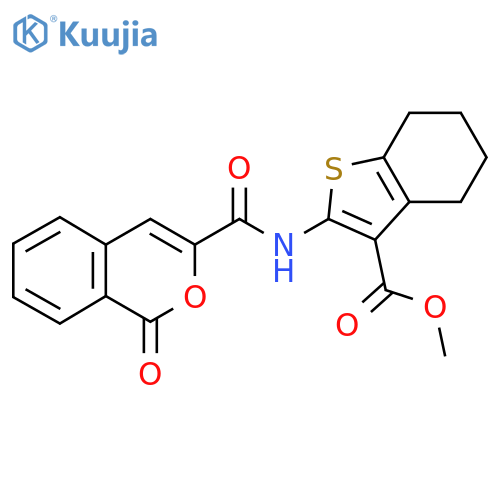 methyl 2-(1-oxo-1H-isochromene-3-amido)-4,5,6,7-tetrahydro-1-benzothiophene-3-carboxylate structure