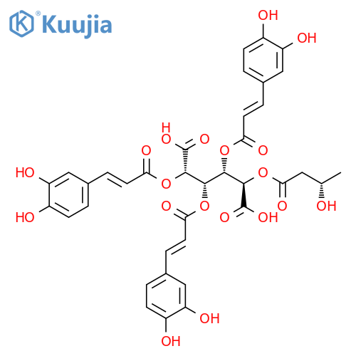 D-Glucaric acid, 3,4,5-tris[(2E)-3-(3,4-dihydroxyphenyl)-2-propenoate] 2-[(3S)-3-hydroxybutanoate] (9CI, ACI) structure