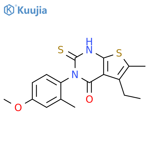 5-ethyl-3-(4-methoxy-2-methylphenyl)-6-methyl-2-sulfanyl-3H,4H-thieno2,3-dpyrimidin-4-one structure