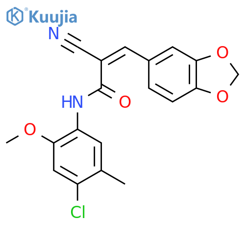 3-(1,3-dioxaindan-5-yl)-N-(4-chloro-2-methoxy-5-methylphenyl)-2-cyanoprop-2-enamide structure