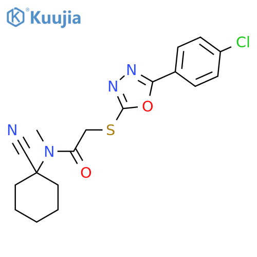 2-((5-(4-Chlorophenyl)-1,3,4-oxadiazol-2-yl)thio)-N-(1-cyanocyclohexyl)-N-methylacetamide structure