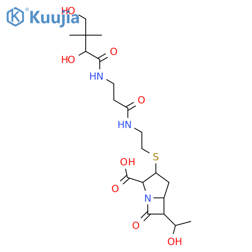 (2S,3S,5R,6S)-3-[2-[3-[[(2S)-2,4-dihydroxy-3,3-dimethyl-butanoyl]amino]propanoylamino]ethylsulfanyl]-6-(1-hydroxyethyl)-7-oxo-1-azabicyclo[3.2.0]heptane-2-carboxylic acid structure