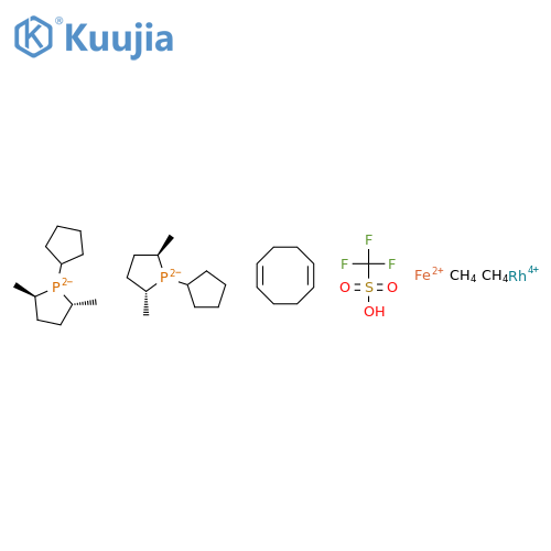 1,2-Bis((2R,5R)-2,5-dimethylphospholano)ethane(cyclooctadiene)rhodium(I) tr ifluoromethanesulfonate structure