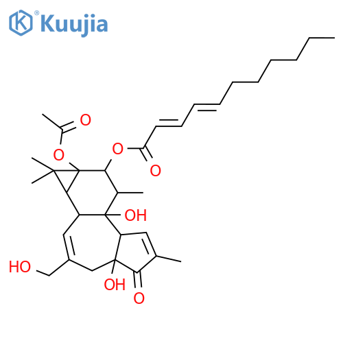 Undecadienoicacid, 9a-(acetyloxy)-1a,1b,4,4a,5,7a,7b,8,9,9a-decahydro-4a,7b-dihydroxy-3-(hydroxymethyl)-1,1,6,8-tetramethyl-5-oxo-1H-cyclopropa[3,4]benz[1,2-e]azulen-9-ylester, [1aR-(1aa,1bb,4ab,7aa,7ba,8a,9b,9aa)]- (9CI) structure