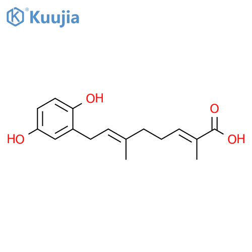 2,6-Octadienoic acid, 8-(2,5-dihydroxyphenyl)-2,6-dimethyl-, (2E,6E)- structure