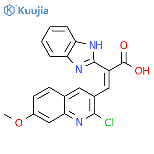 2-(1H-1,3-benzodiazol-2-yl)-3-(2-chloro-7-methoxyquinolin-3-yl)prop-2-enoic acid structure