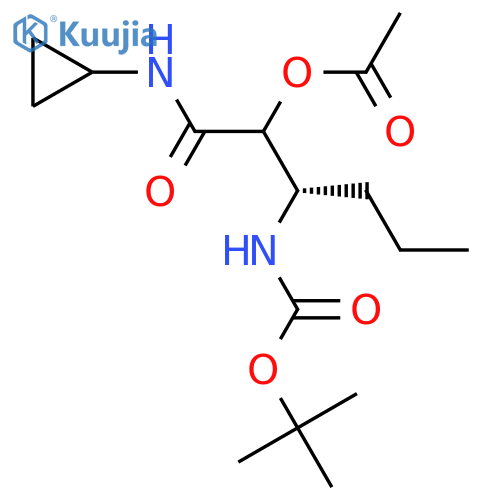 (3S)-3-((Tert-butoxycarbonyl)amino)-1-(cyclopropylamino)-1-oxohexan-2-yl acetate structure