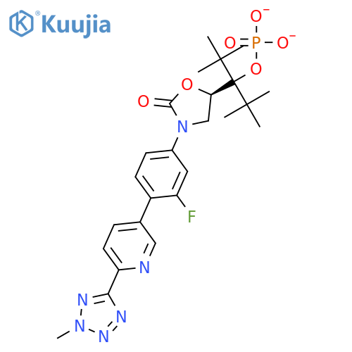 PHOSPHORIC ACID, BIS(1,1-DIMETHYLETHYL)[(5R)-3-[3-FLUORO-4-[6-(2-METHYL-2H-TETRAZOL-5-YL)-3-PYRIDINYL]PHENYL]-2-OXO-5-OXAZOLIDINYL]METHYL ESTER structure