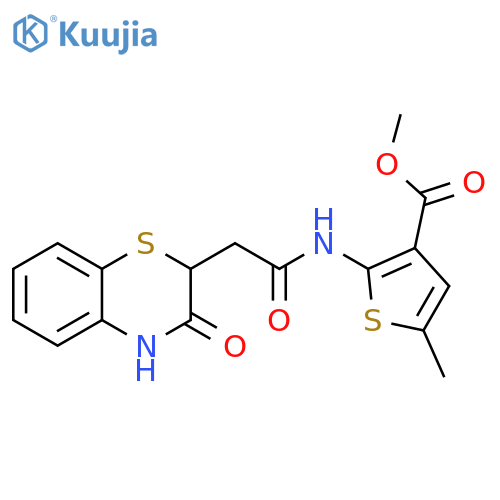 methyl 5-methyl-2-2-(3-oxo-3,4-dihydro-2H-1,4-benzothiazin-2-yl)acetamidothiophene-3-carboxylate structure
