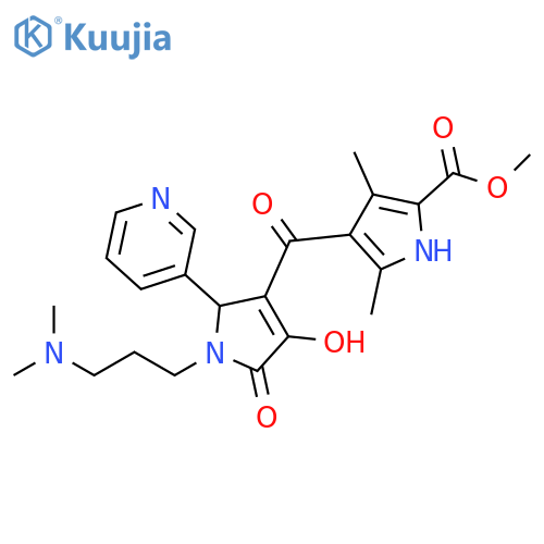 methyl 4-{1-3-(dimethylamino)propyl-4-hydroxy-5-oxo-2-(pyridin-3-yl)-2,5-dihydro-1H-pyrrole-3-carbonyl}-3,5-dimethyl-1H-pyrrole-2-carboxylate structure