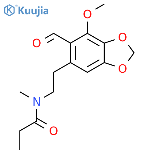 N-[2-(6-formyl-7-methoxy-1,3-benzodioxol-5-yl)ethyl]-N-methylpropanamide structure