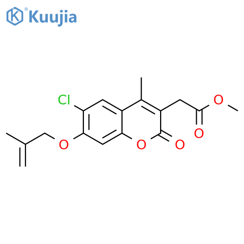 methyl 2-(6-chloro-4-methyl-7-((2-methylallyl)oxy)-2-oxo-2H-chromen-3-yl)acetate structure
