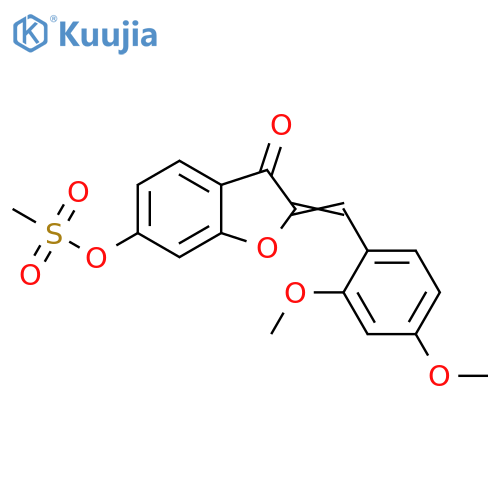 (2Z)-2-(2,4-dimethoxyphenyl)methylidene-3-oxo-2,3-dihydro-1-benzofuran-6-yl methanesulfonate structure