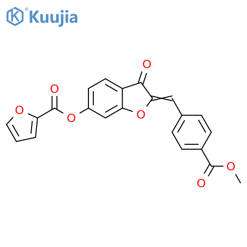 (2Z)-2-{4-(methoxycarbonyl)phenylmethylidene}-3-oxo-2,3-dihydro-1-benzofuran-6-yl furan-2-carboxylate structure
