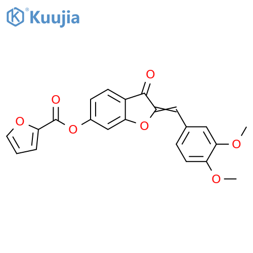 (2Z)-2-(3,4-dimethoxyphenyl)methylidene-3-oxo-2,3-dihydro-1-benzofuran-6-yl furan-2-carboxylate structure