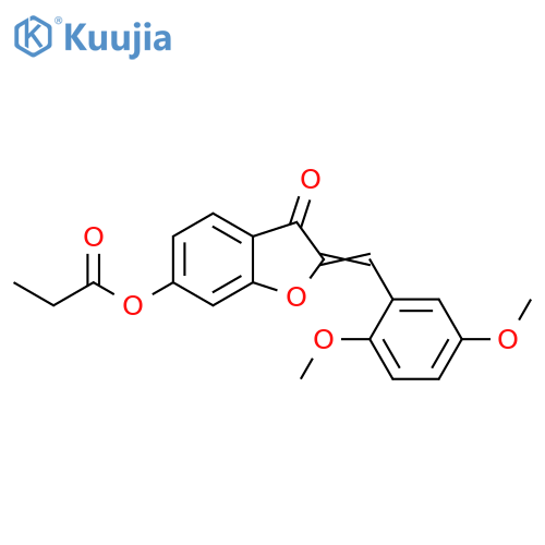 (2Z)-2-(2,5-dimethoxyphenyl)methylidene-3-oxo-2,3-dihydro-1-benzofuran-6-yl propanoate structure