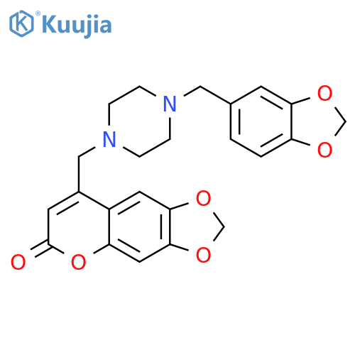 8-({4-(2H-1,3-benzodioxol-5-yl)methylpiperazin-1-yl}methyl)-2H,6H-1,3dioxolo4,5-gchromen-6-one structure