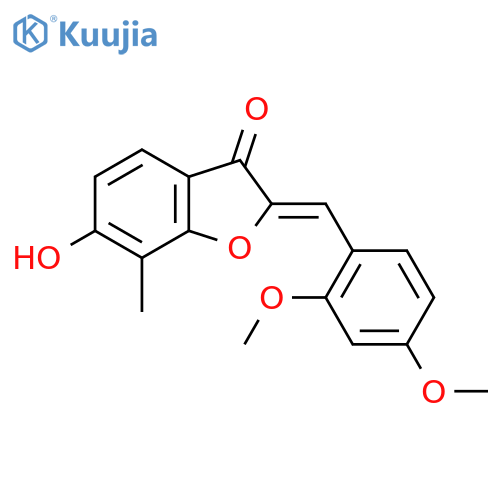 (2Z)-2-(2,4-dimethoxyphenyl)methylidene-6-hydroxy-7-methyl-2,3-dihydro-1-benzofuran-3-one structure