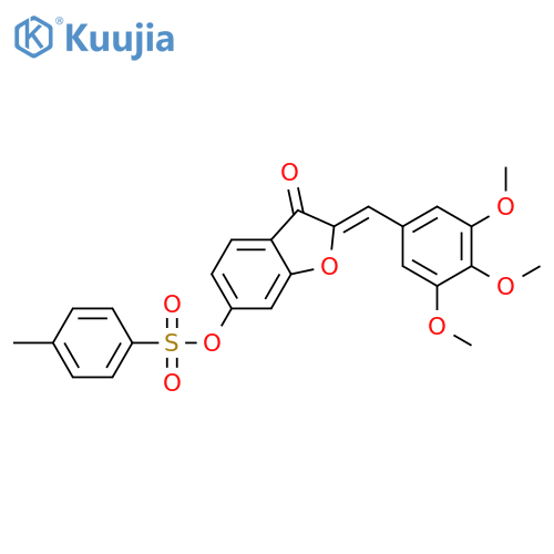 (2Z)-3-oxo-2-(3,4,5-trimethoxyphenyl)methylidene-2,3-dihydro-1-benzofuran-6-yl 4-methylbenzene-1-sulfonate structure