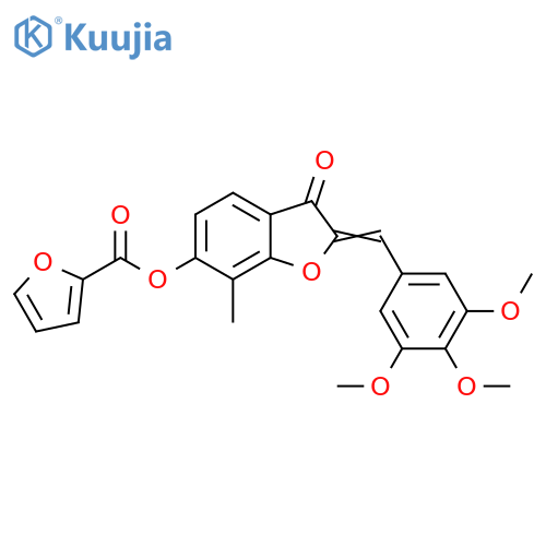 (2Z)-7-methyl-3-oxo-2-(3,4,5-trimethoxyphenyl)methylidene-2,3-dihydro-1-benzofuran-6-yl furan-2-carboxylate structure