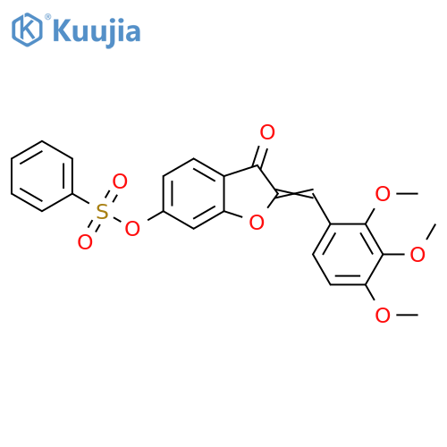 (2Z)-3-oxo-2-(2,3,4-trimethoxyphenyl)methylidene-2,3-dihydro-1-benzofuran-6-yl benzenesulfonate structure