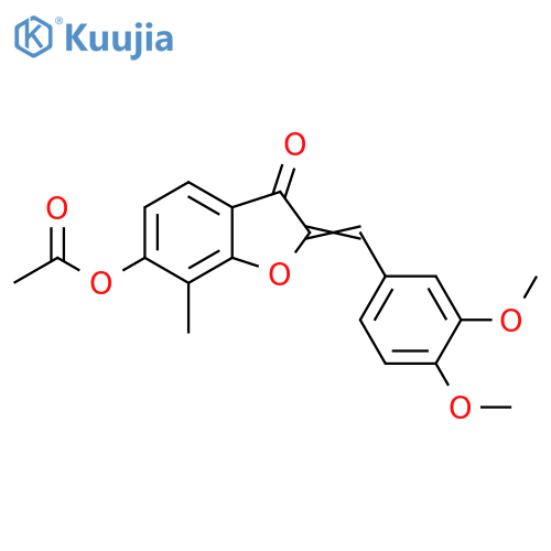 (Z)-2-(3,4-dimethoxybenzylidene)-7-methyl-3-oxo-2,3-dihydrobenzofuran-6-yl acetate structure