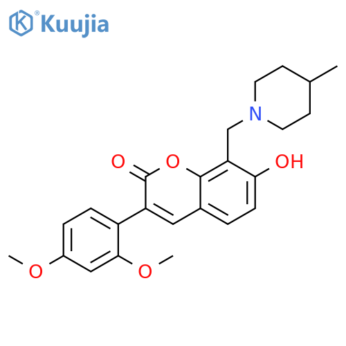 3-(2,4-dimethoxyphenyl)-7-hydroxy-8-(4-methylpiperidin-1-yl)methyl-2H-chromen-2-one structure