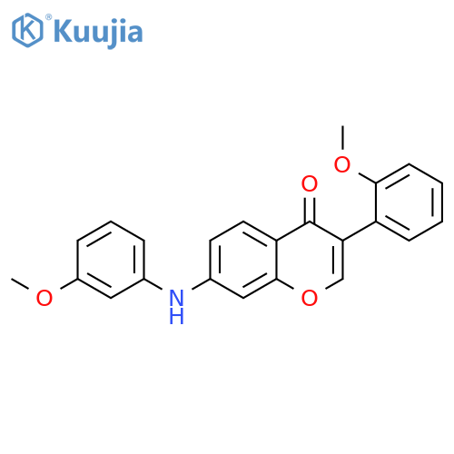 3-(2-methoxyphenyl)-7-(3-methoxyphenyl)amino-4H-chromen-4-one structure