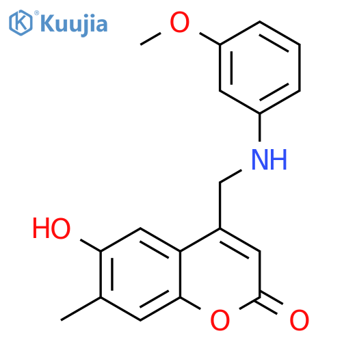 6-hydroxy-4-{(3-methoxyphenyl)aminomethyl}-7-methyl-2H-chromen-2-one structure