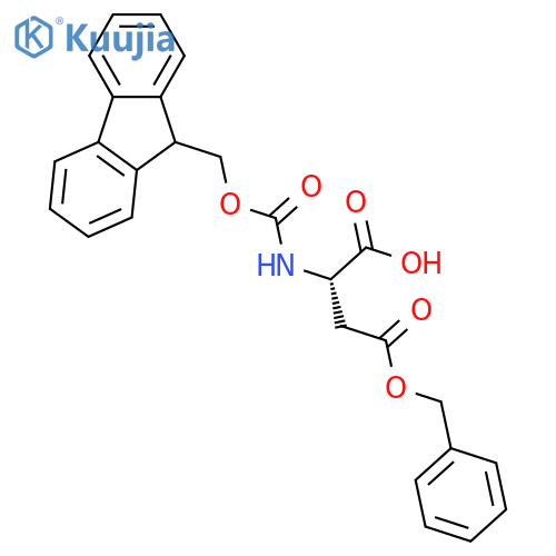 (2S)-4-(benzyloxy)-2-{[(9H-fluoren-9-ylmethoxy)carbonyl]amino}-4-oxobutanoic acid structure