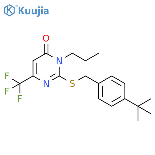 2-{[(4-tert-butylphenyl)methyl]sulfanyl}-3-propyl-6-(trifluoromethyl)-3,4-dihydropyrimidin-4-one structure