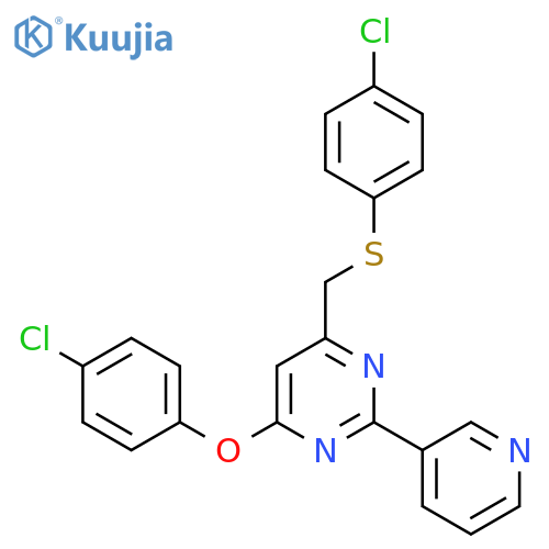 4-(4-Chlorophenoxy)-6-{[(4-chlorophenyl)sulfanyl]methyl}-2-(pyridin-3-yl)pyrimidine structure