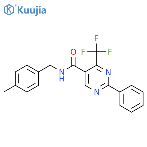 N-[(4-Methylphenyl)methyl]-2-phenyl-4-(trifluoromethyl)pyrimidine-5-carboxamide structure