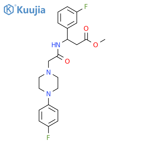 Methyl 3-(3-fluorophenyl)-3-({2-[4-(4-fluorophenyl)piperazino]acetyl}amino)propanoate structure