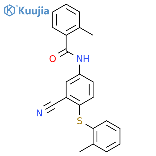 N-{3-cyano-4-[(2-methylphenyl)sulfanyl]phenyl}-2-methylbenzenecarboxamide structure