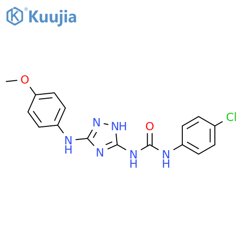 1-(4-chlorophenyl)-3-{5-[(4-methoxyphenyl)amino]-4H-1,2,4-triazol-3-yl}urea structure