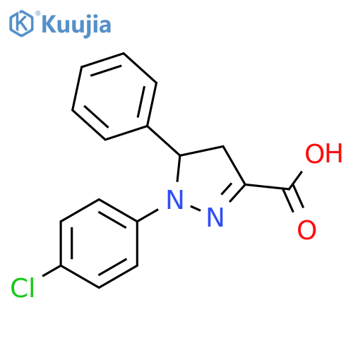 1-(4-chlorophenyl)-5-phenyl-4,5-dihydro-1H-pyrazole-3-carboxylic acid structure