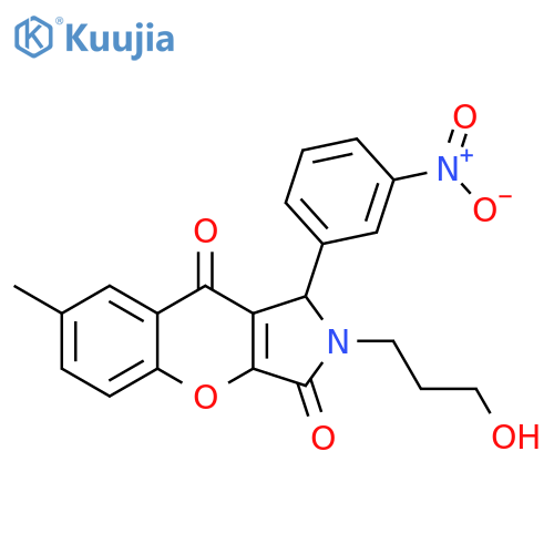 2-(3-hydroxypropyl)-7-methyl-1-(3-nitrophenyl)-1H,2H,3H,9H-chromeno2,3-cpyrrole-3,9-dione structure