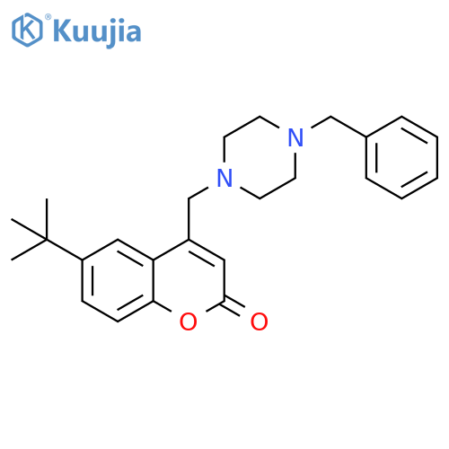 4-(4-benzylpiperazin-1-yl)methyl-6-tert-butyl-2H-chromen-2-one structure