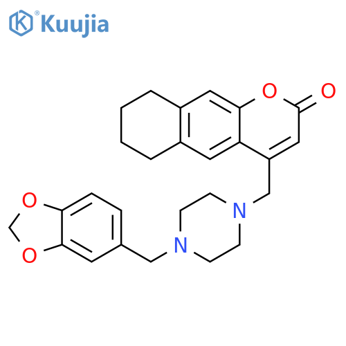 4-({4-(2H-1,3-benzodioxol-5-yl)methylpiperazin-1-yl}methyl)-2H,6H,7H,8H,9H-cyclohexagchromen-2-one structure