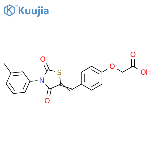 2-(4-{(5Z)-3-(3-methylphenyl)-2,4-dioxo-1,3-thiazolidin-5-ylidenemethyl}phenoxy)acetic acid structure